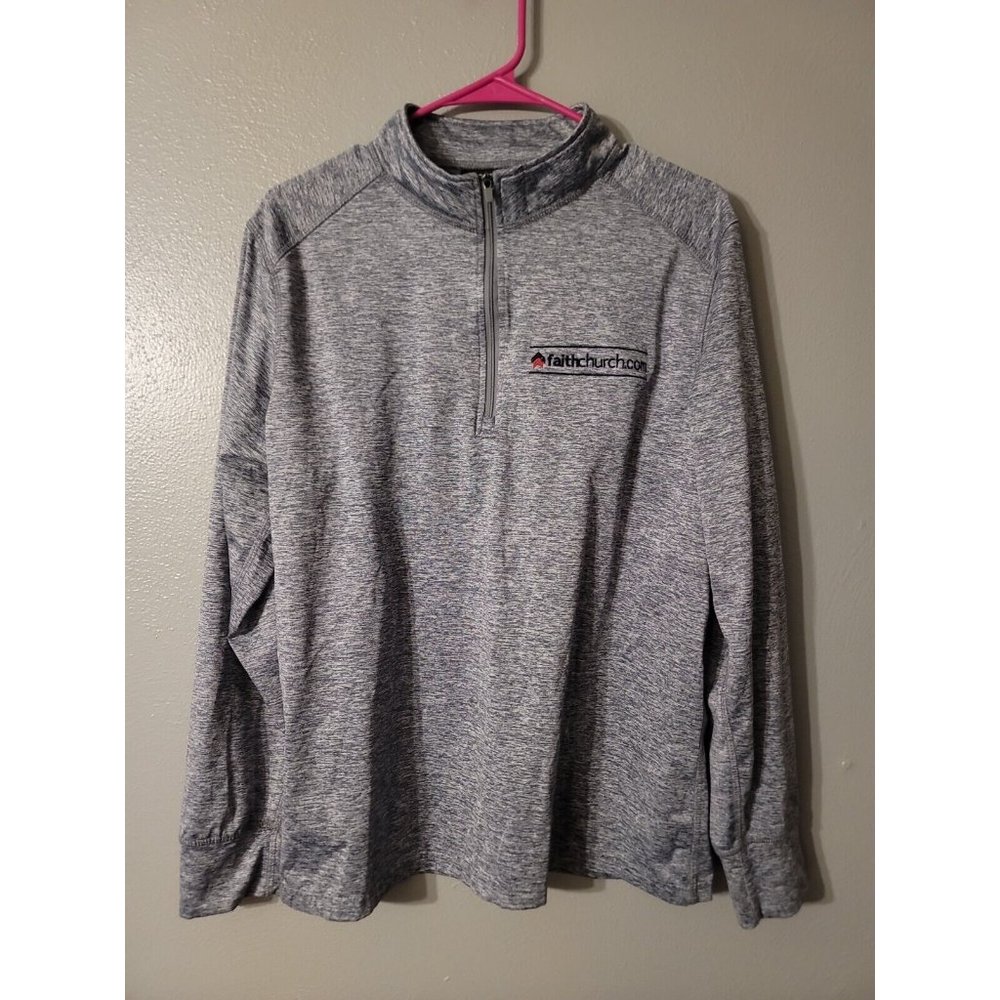Faith Church Gray Long Sleeve 1/4 Zip Pullover Jacket Size M